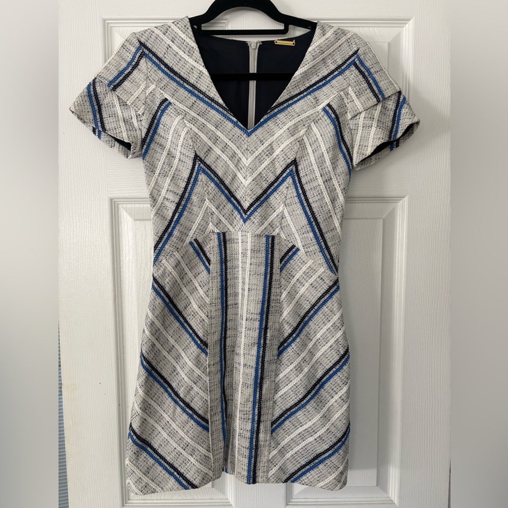 Rebecca Minkoff Katya Dress, Short sleeve blue white geometric Business Sz 0